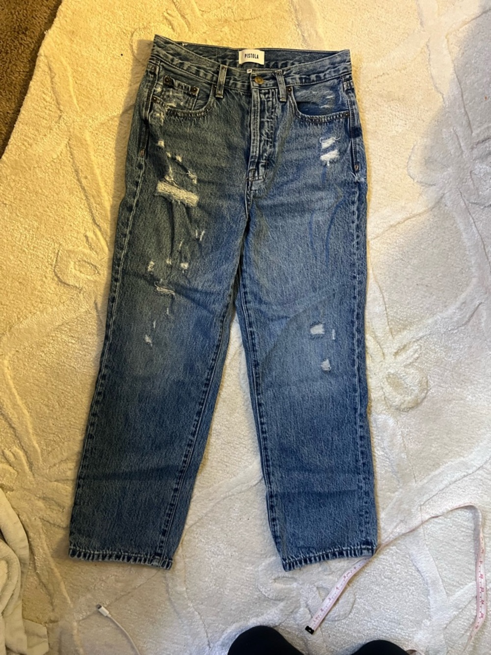 pistola Men's Straight Distressed Blue Jeans